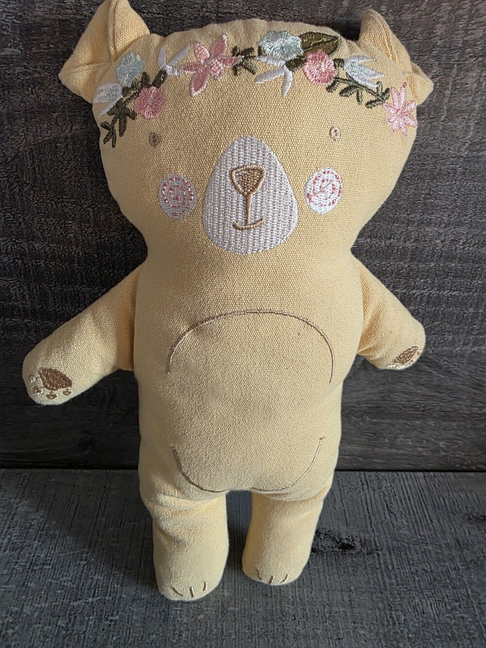 Pillowfort Bear Embroidered Floral Plush Pillow Stuffed Animal Teddy Floral b110